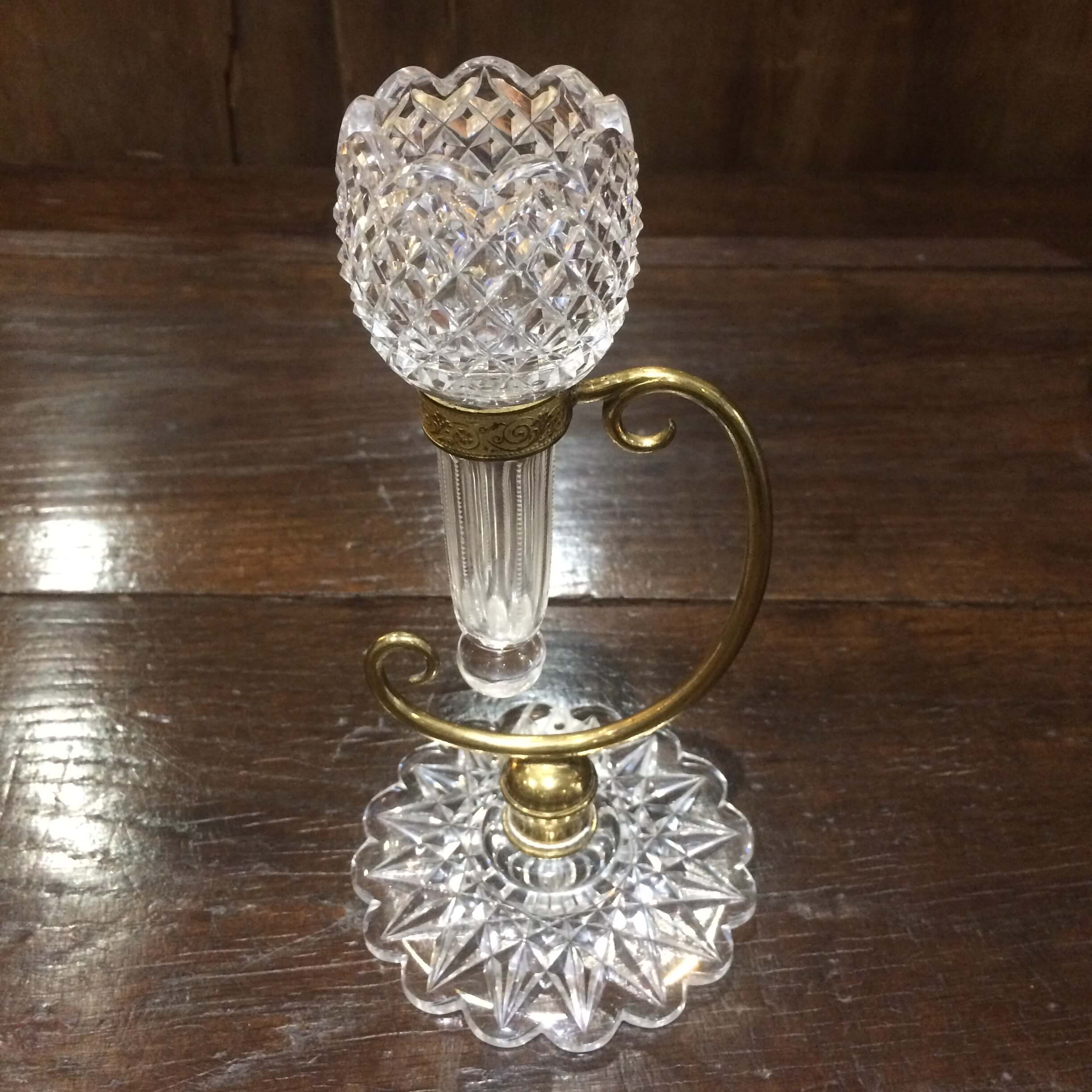 Cut Glass Gilt Metal Bud Vase